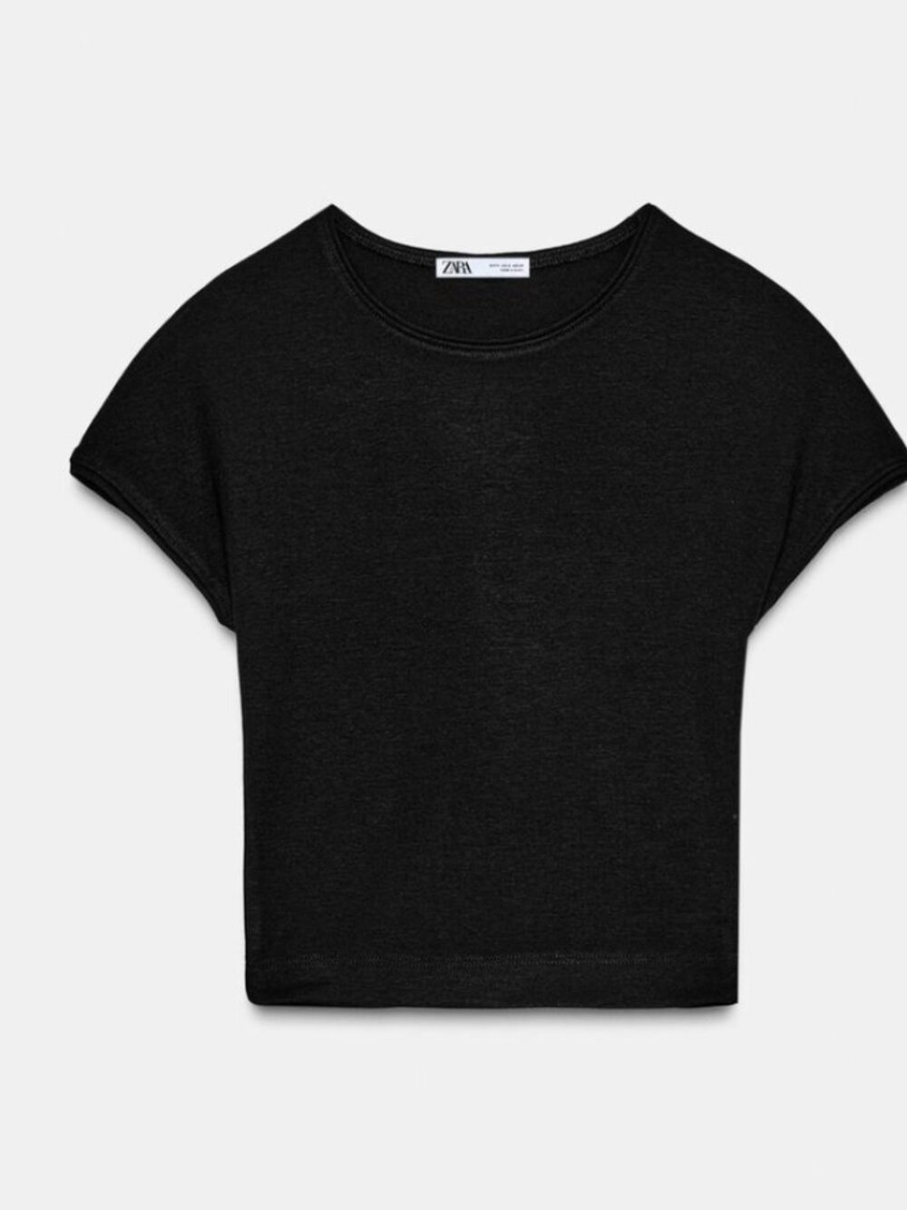 Zara Basic Black Crew Neck T-Shirt Small